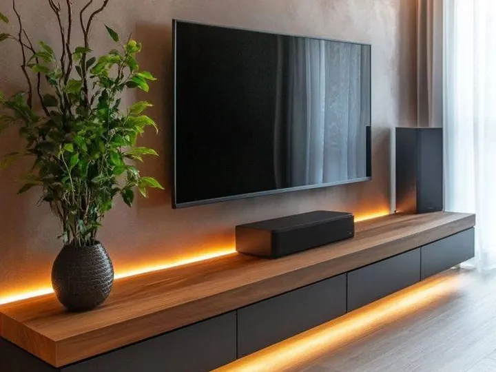 Cinematic TV Console by Mum Grhum Interiors