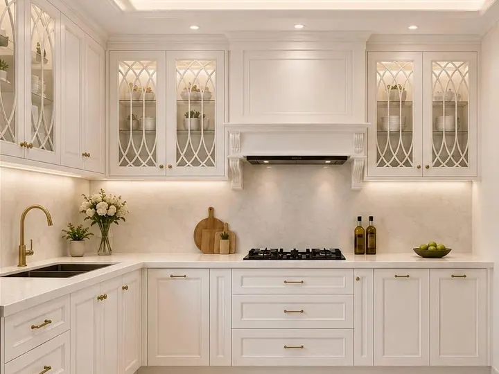 Classic White Kitchen by Mum Grhum Interiors