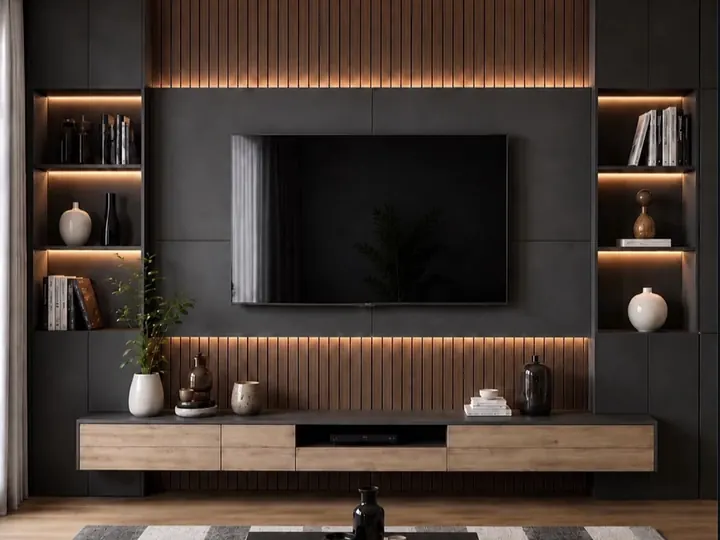 Media Wall by Mum Grhum Interiors