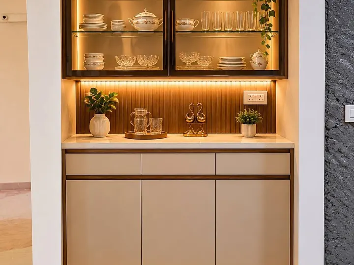 Warm Display Kitchen by Mum Grhum Interiors