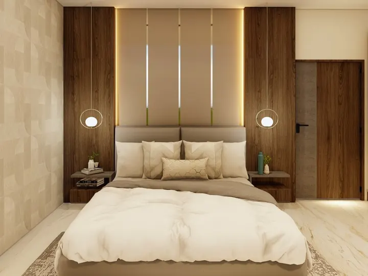 Warm Modern Bedroom by Mum Grhum Interiors