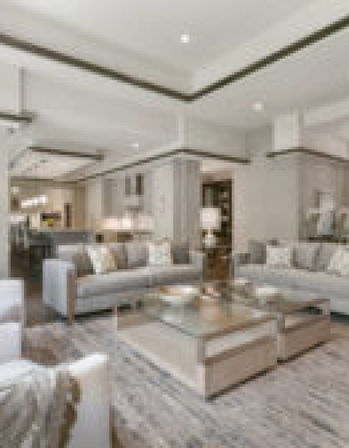 Modern furniture and decor in an open concept floor plan